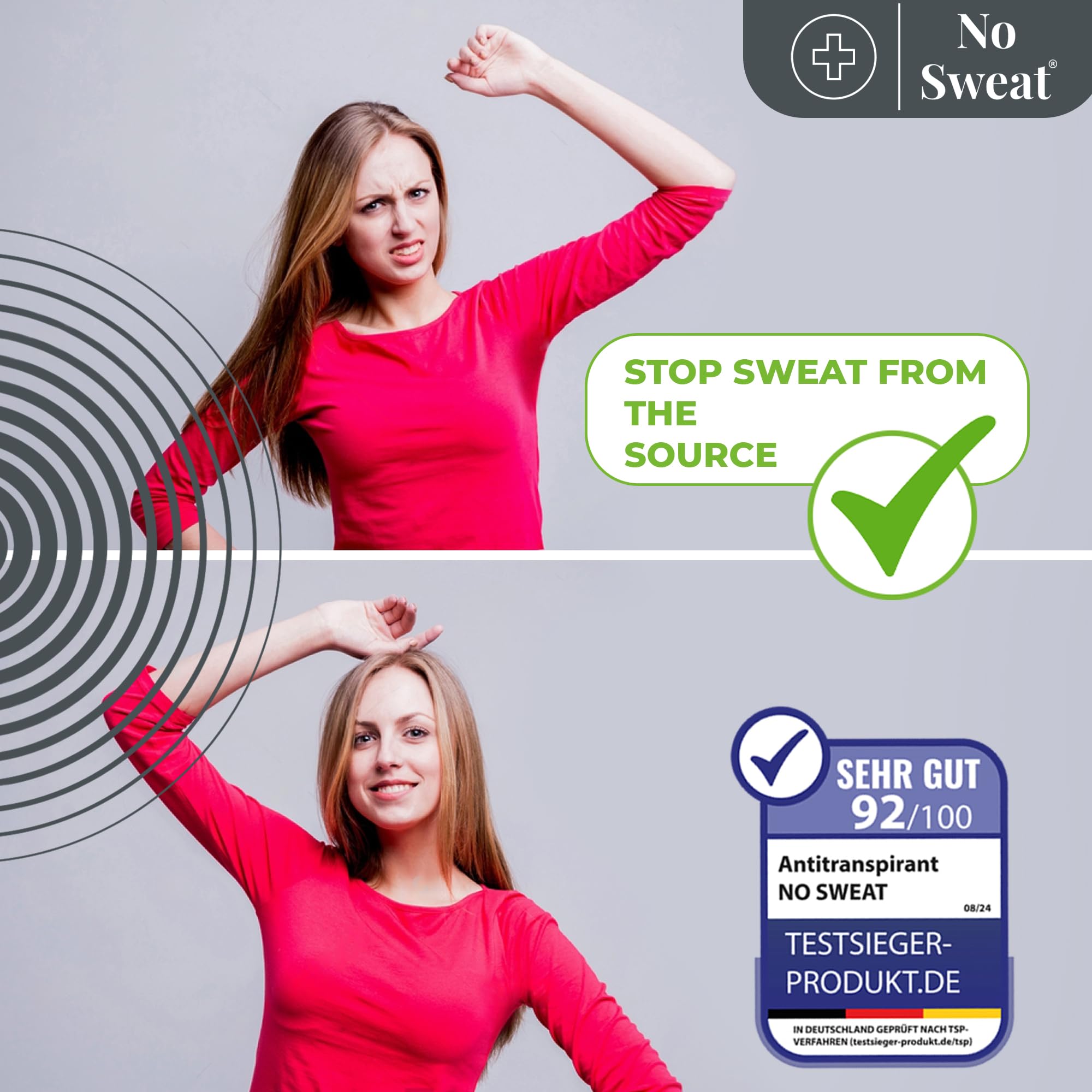 Protección contra olores con No Sweat Max Strength Spray durante el día.