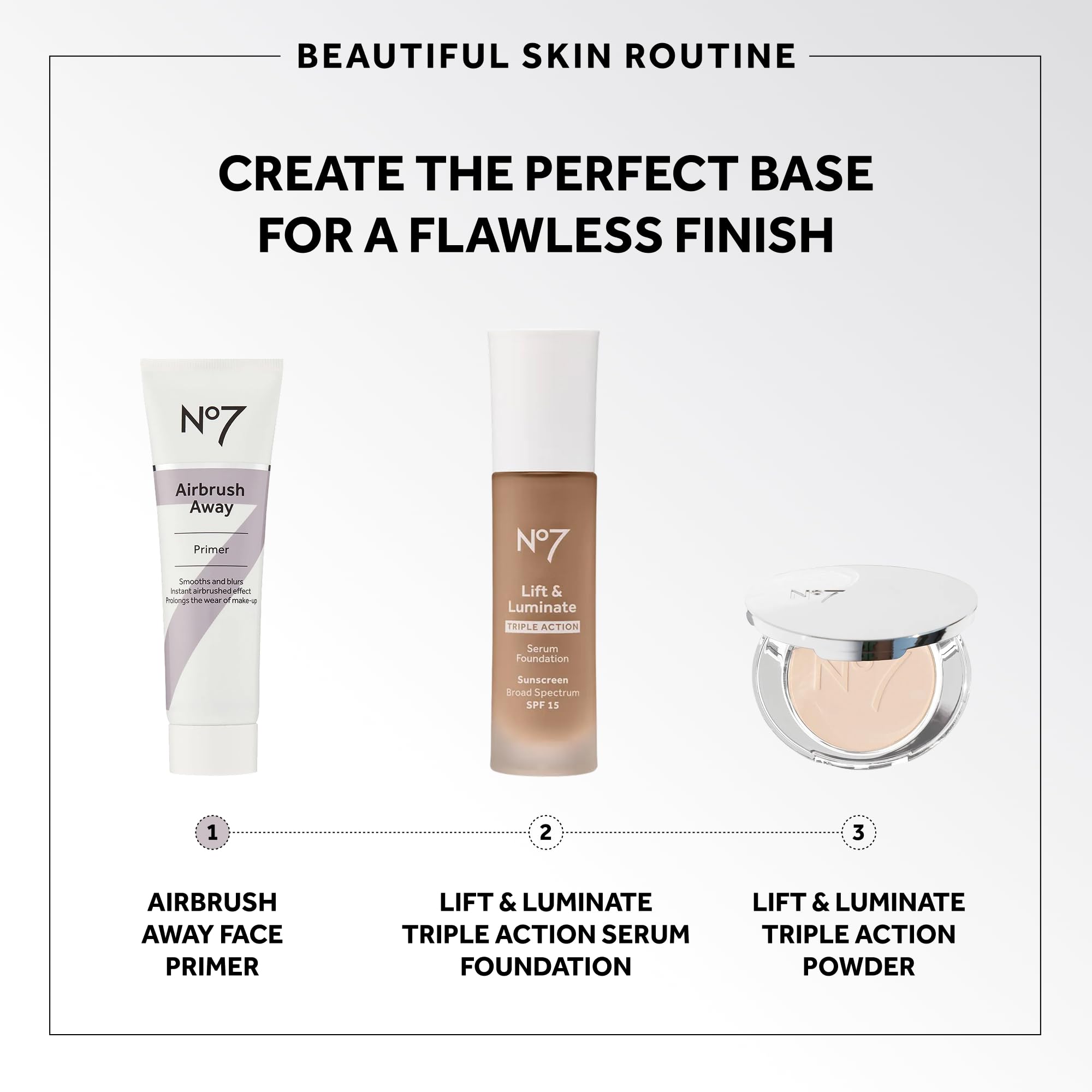 Ingrediente ácido hialurónico en No7 Airbrush Away aporta hidratación ligera.