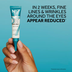 No7 Protege y Perfecciona crema de ojos con manteca de karité para nutrición de la piel.