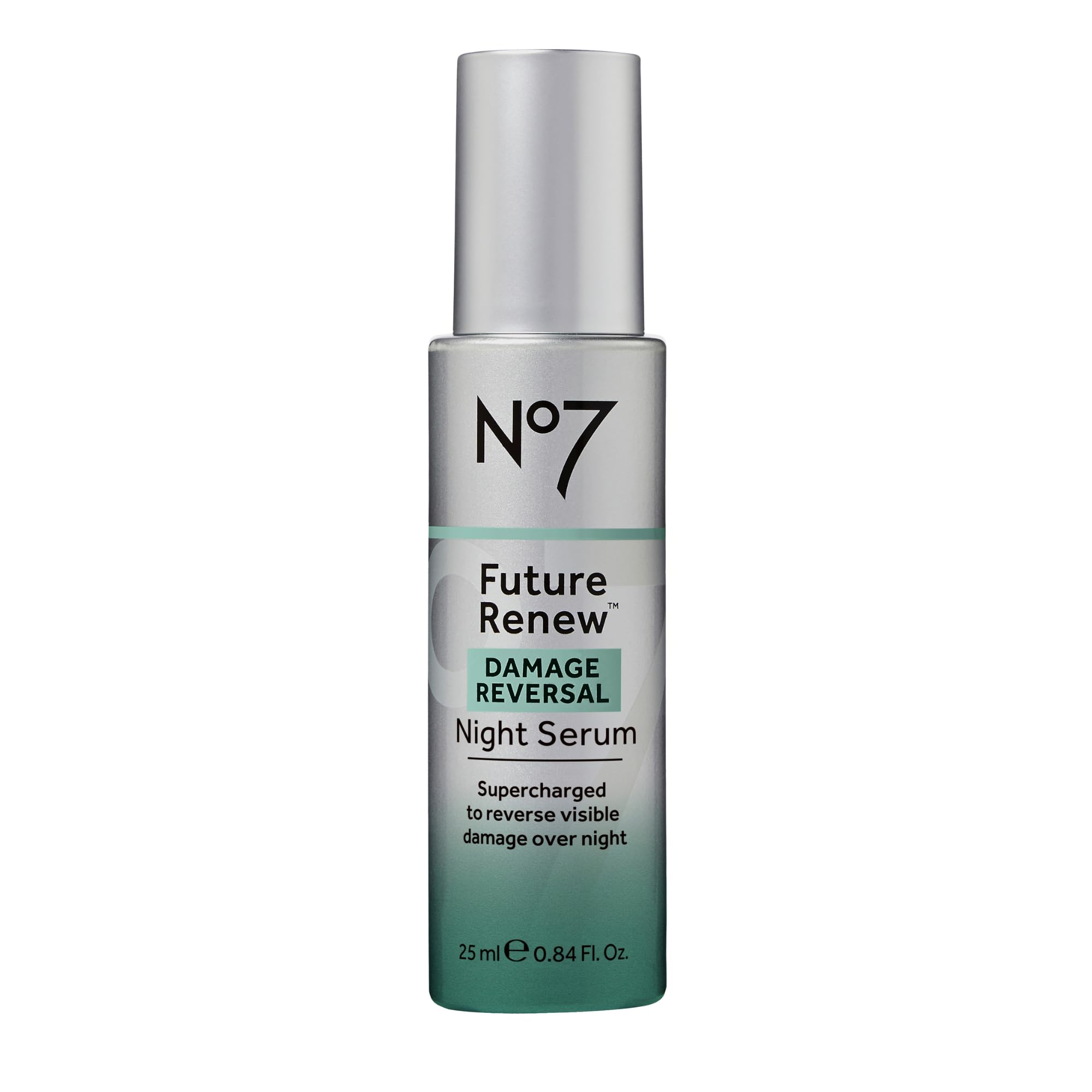 No7 Future Renew Night Serum bottle on a vanity promoting overnight renewal.