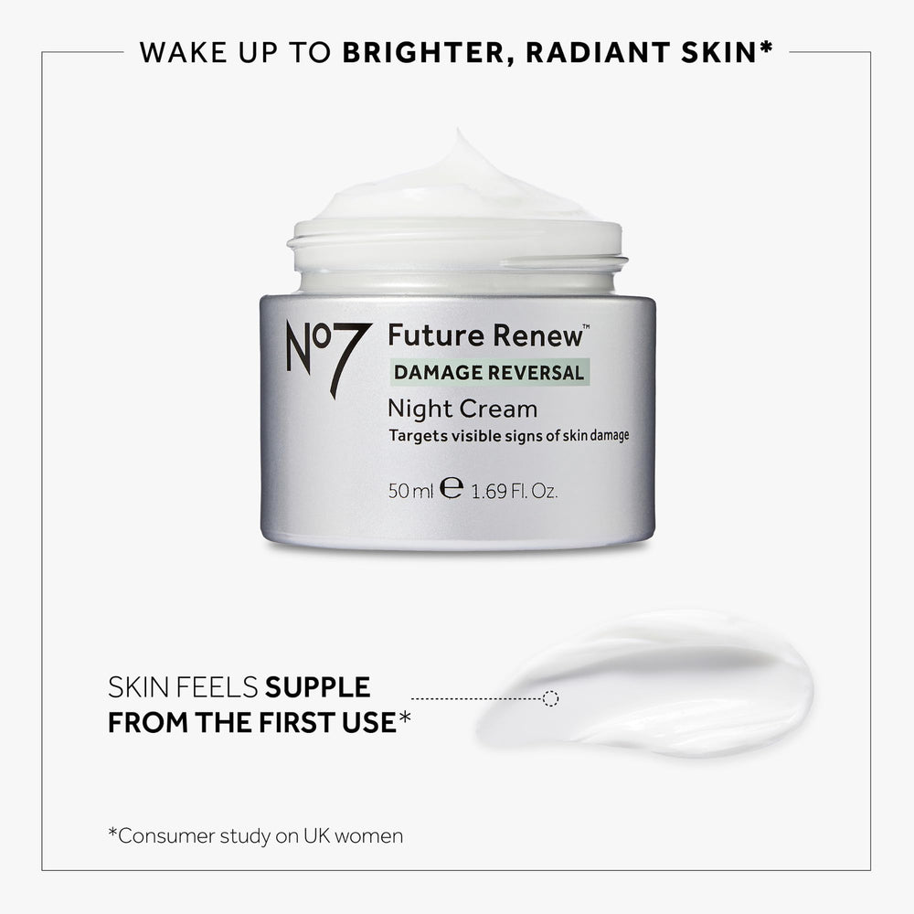 No7 Future Renew day cream texture delivers moisture and sun protection daily.