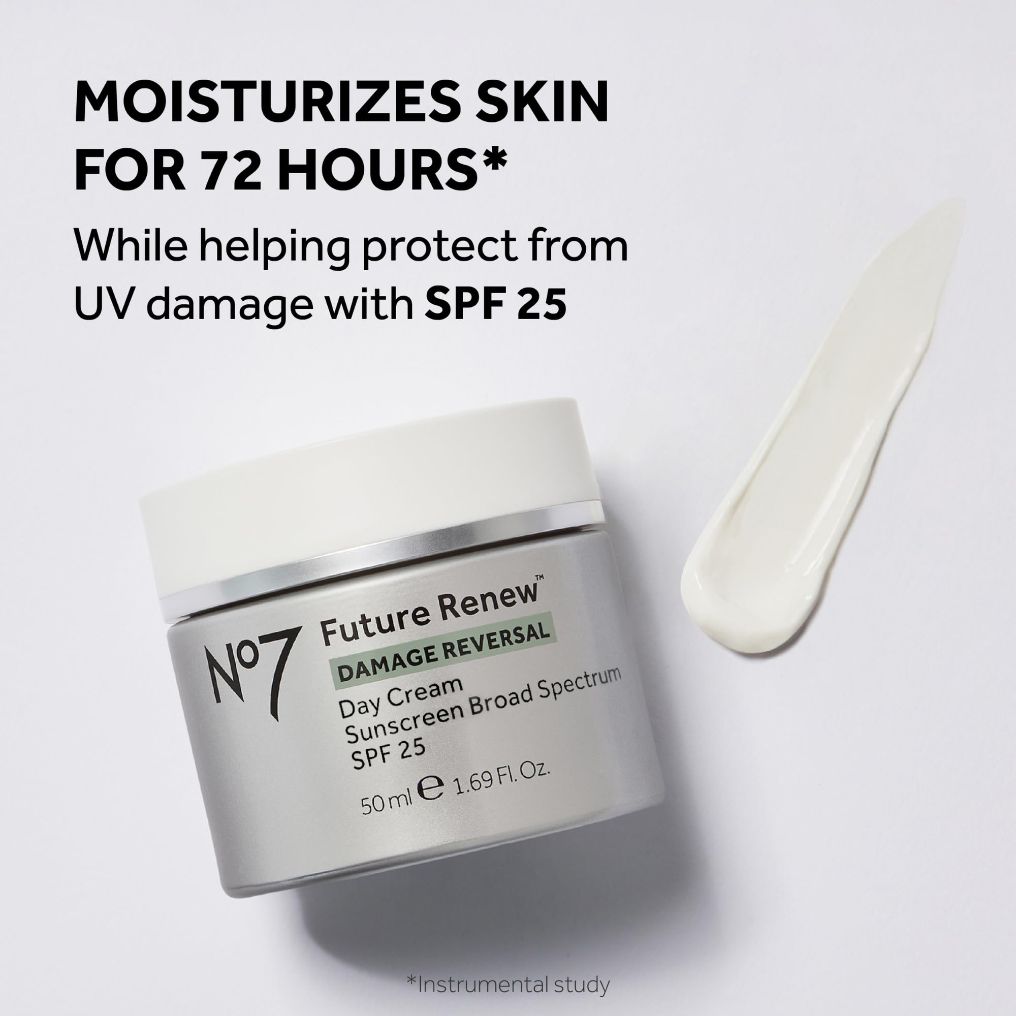 No7 Future Renew night cream jar provides overnight hydration for uneven skin tones.