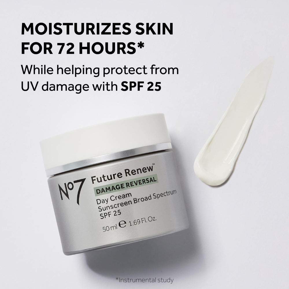 No7 Future Renew night cream jar provides overnight hydration for uneven skin tones.