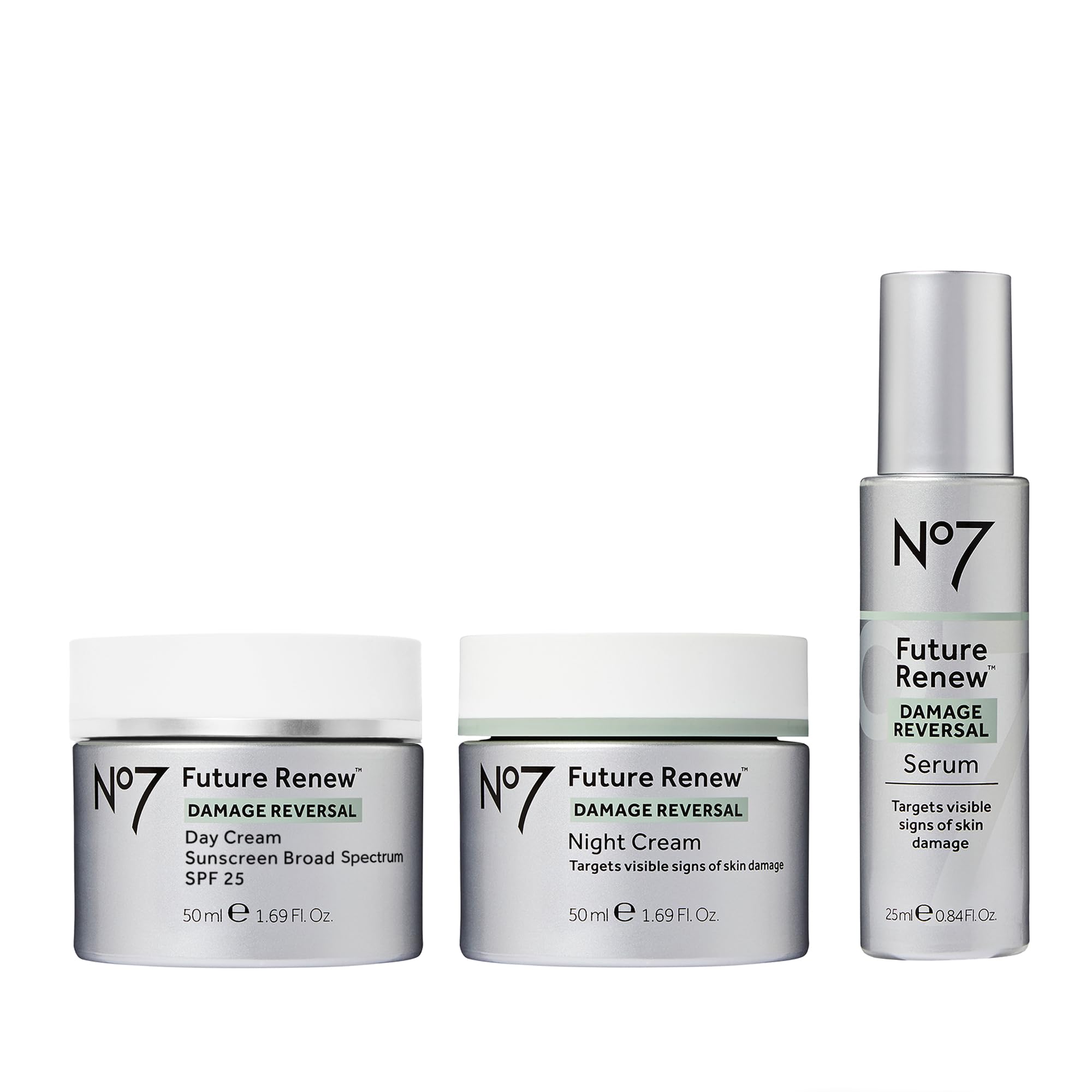 No7 Future Renew serum bottle close-up showing lightweight, fast-absorbing formula.