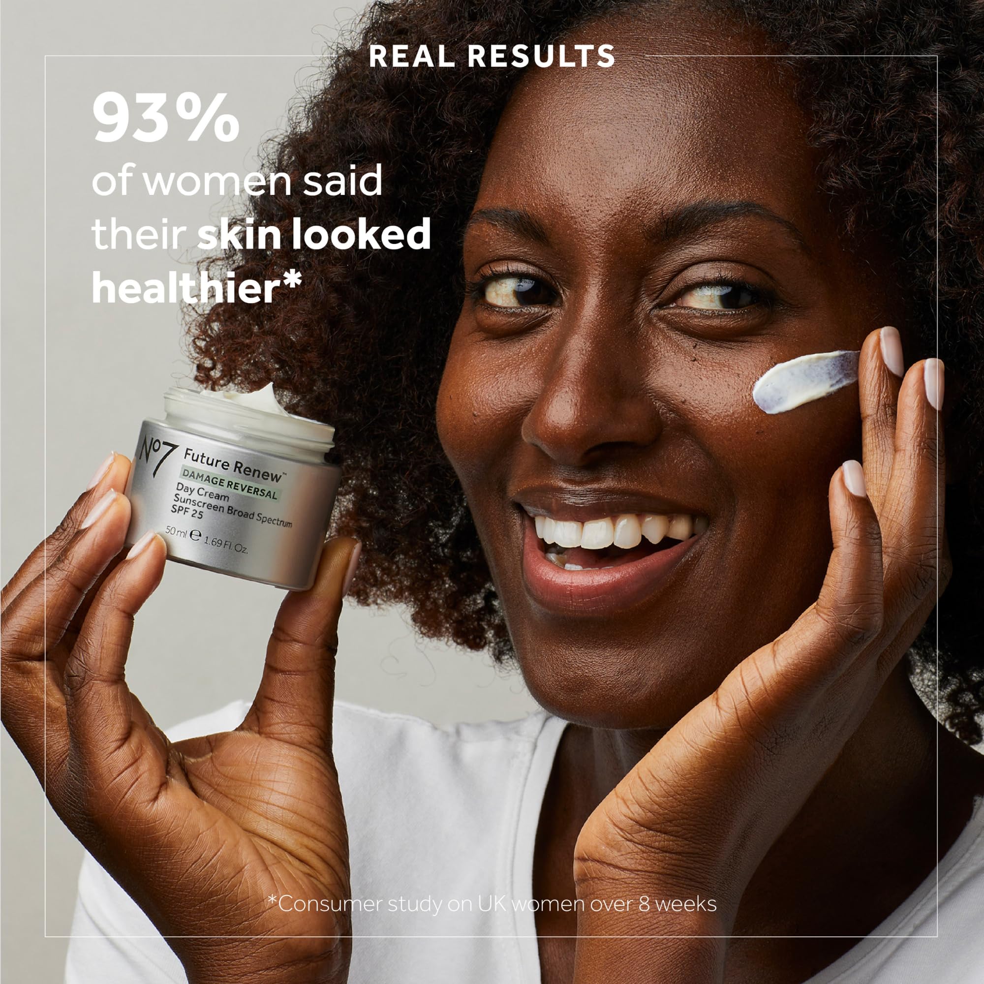 No7 Future Renew serum on skin demonstrates quick absorption without greasiness.