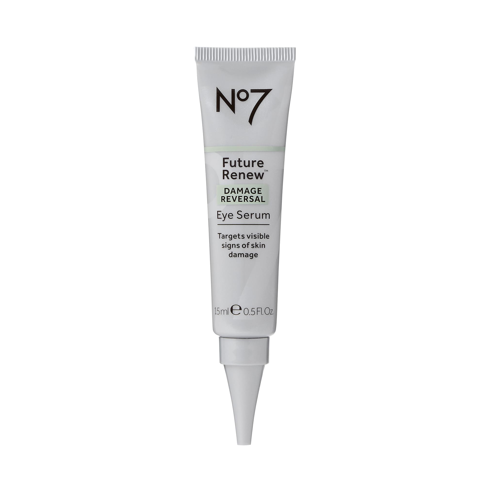 No7 Future Renew Serum para ojos, envase elegante para uso diario.