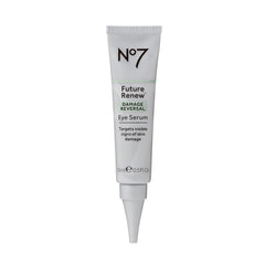 No7 Future Renew Serum para ojos, envase elegante para uso diario.