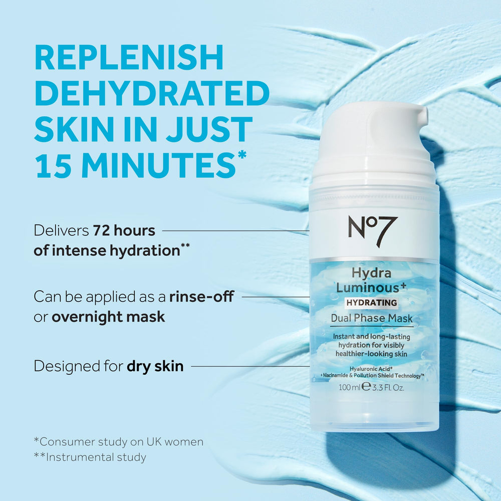 No7 HydraLuminous+ jar closeup reveals creamy texture ideal for overnight moisture.