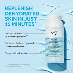 No7 HydraLuminous+ jar closeup reveals creamy texture ideal for overnight moisture.