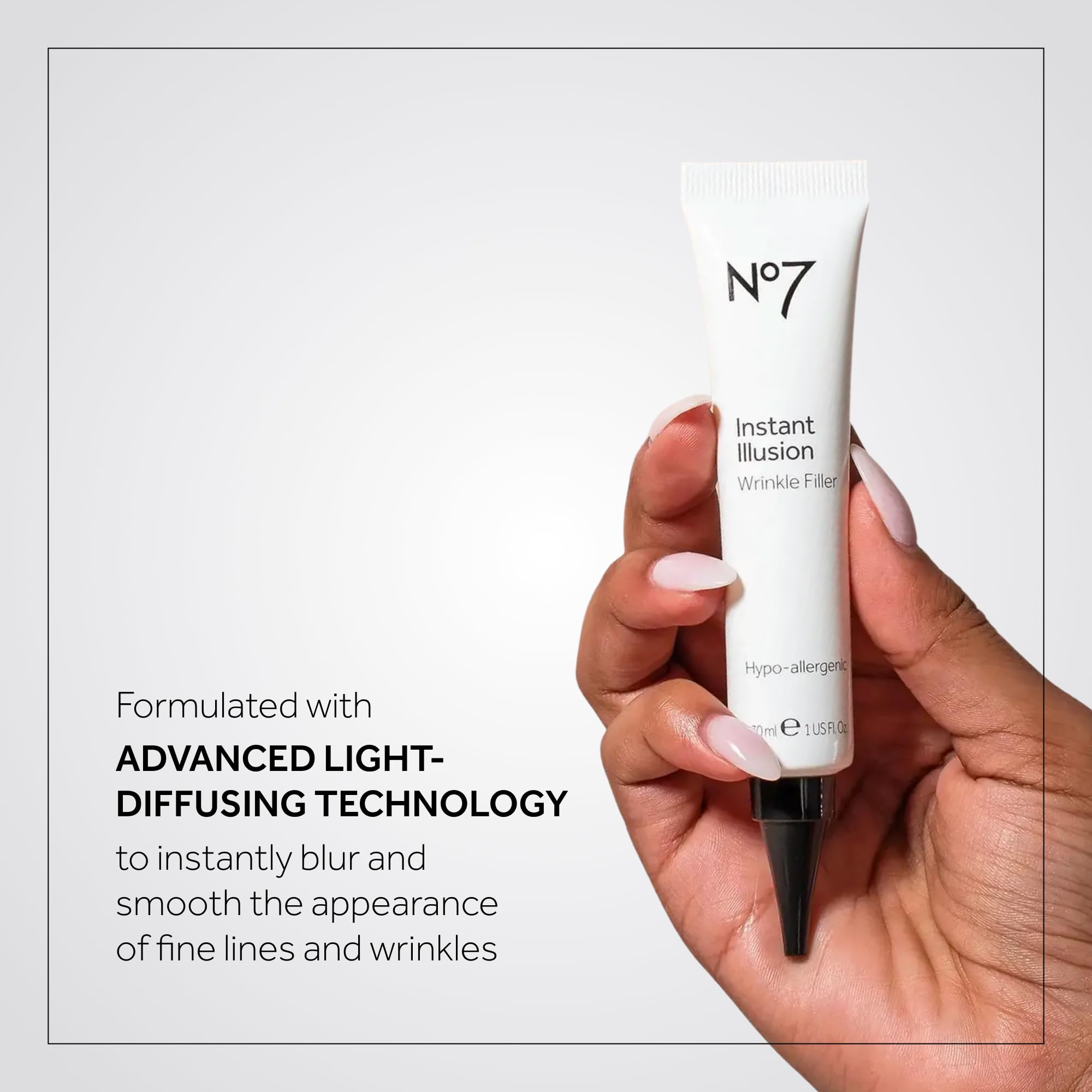No7 Instant Illusion Wrinkle Filler sin fragancia, ideal para piel sensible.