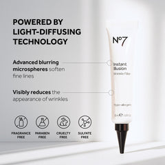 No7 Instant Illusion Wrinkle Filler, textura suave que deja la piel uniforme.