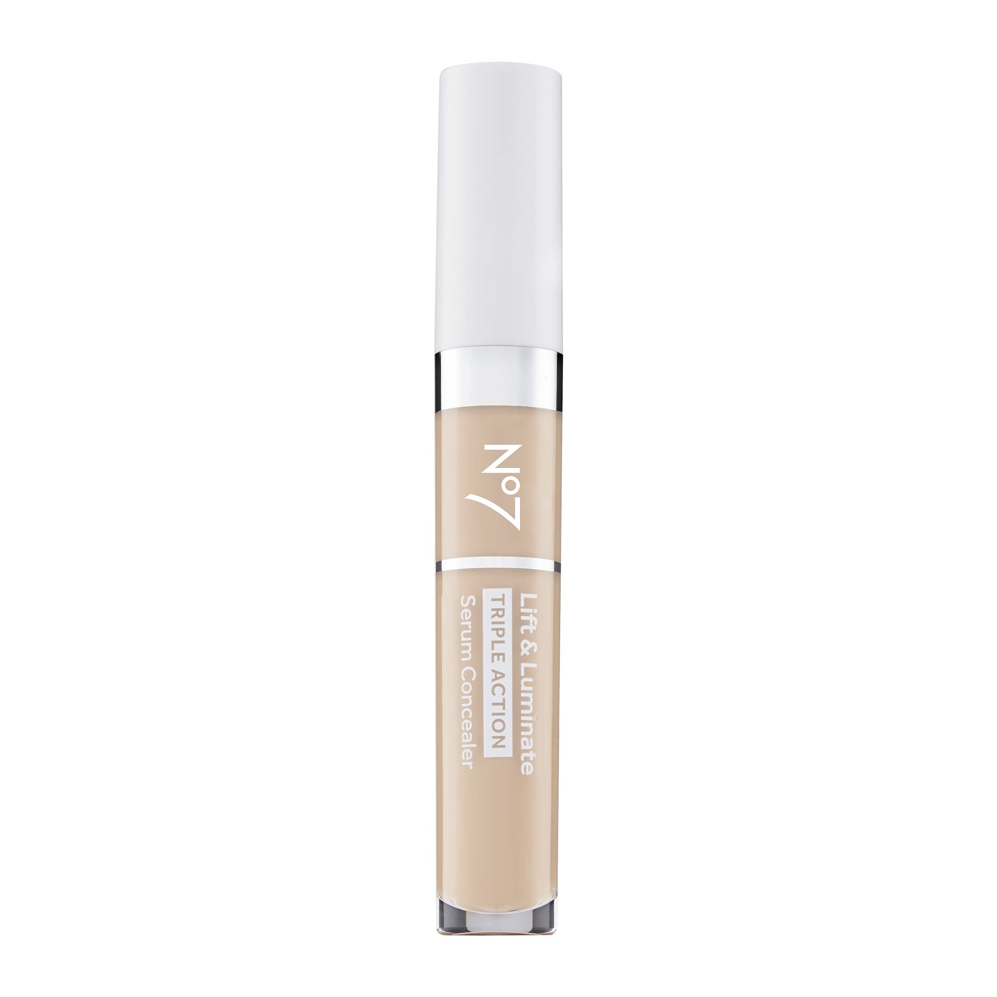 No7 Lift & Luminate corrección líquida, aplicación precisa para corregir imperfecciones con cobertura uniforme.