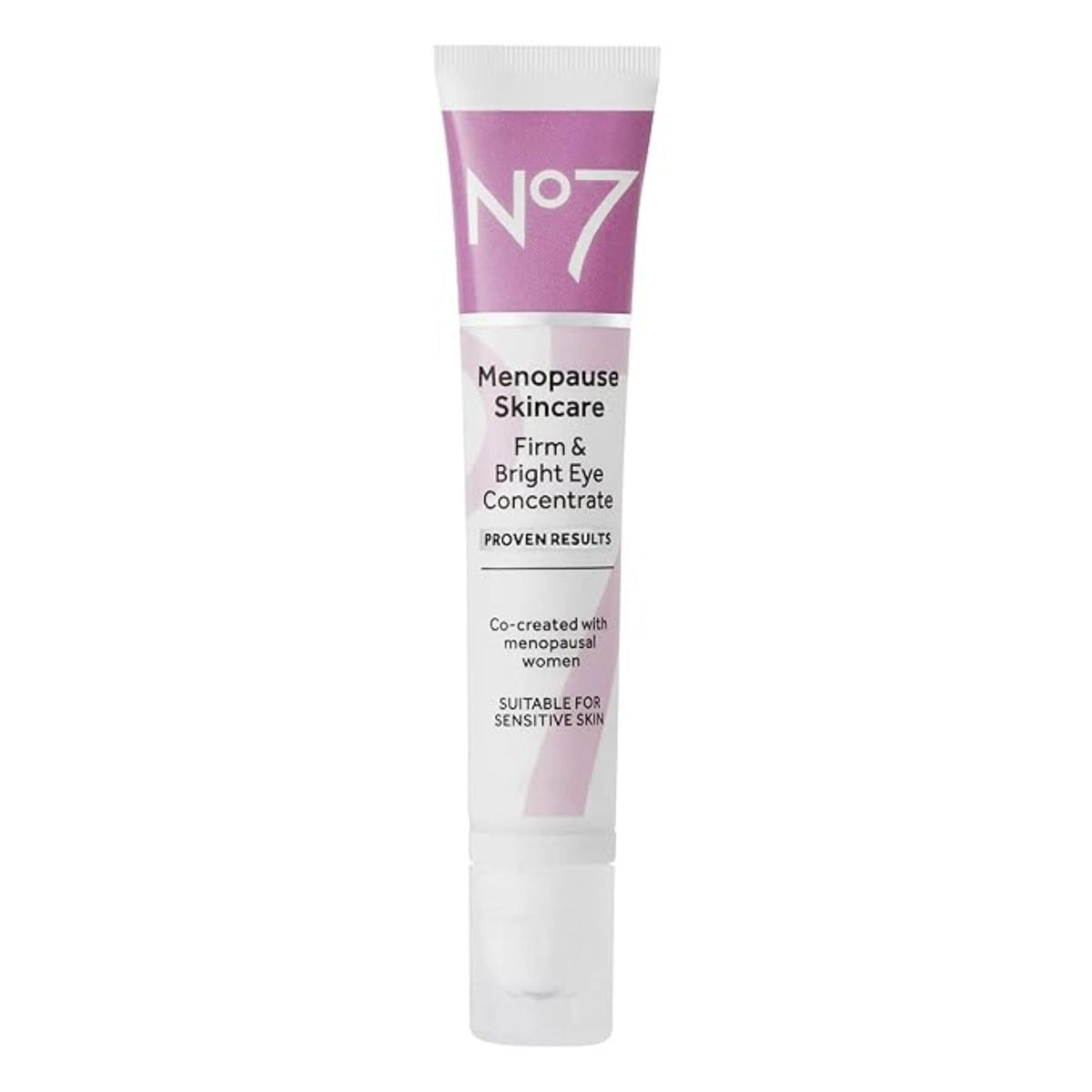 No7 Menopause concentrado para ojos con rodillo roll-on que favorece la firmeza.