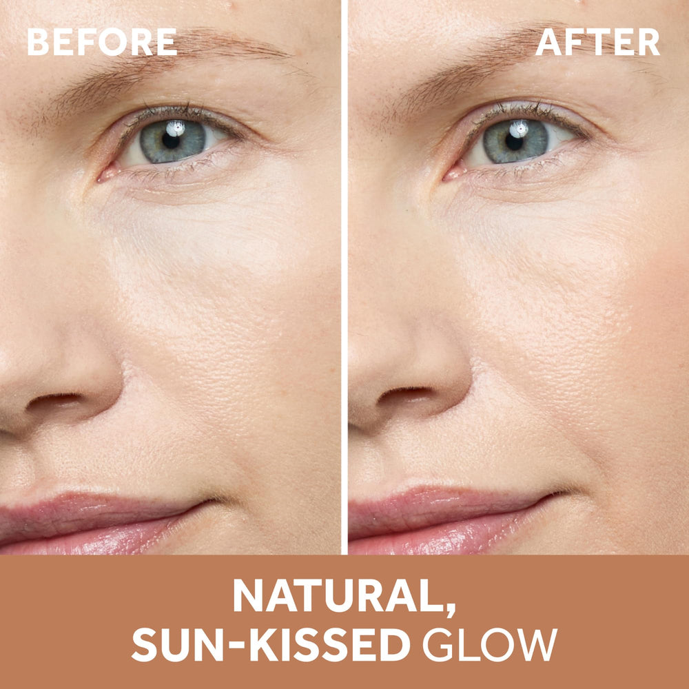 No7 Pro Artist Soft Glow Crema Bronceadora muestra color en la mejilla para un bronceado suave.