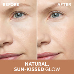 No7 Pro Artist Soft Glow Crema Bronceadora muestra color en la mejilla para un bronceado suave.