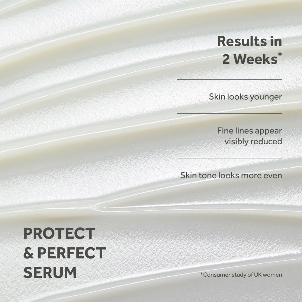 Ingredientes clave como hialuronato en No7 Protect and Perfect serum