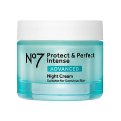 No7 Protect & Perfect Intense Advanced Night Cream bottle front with premium packaging.