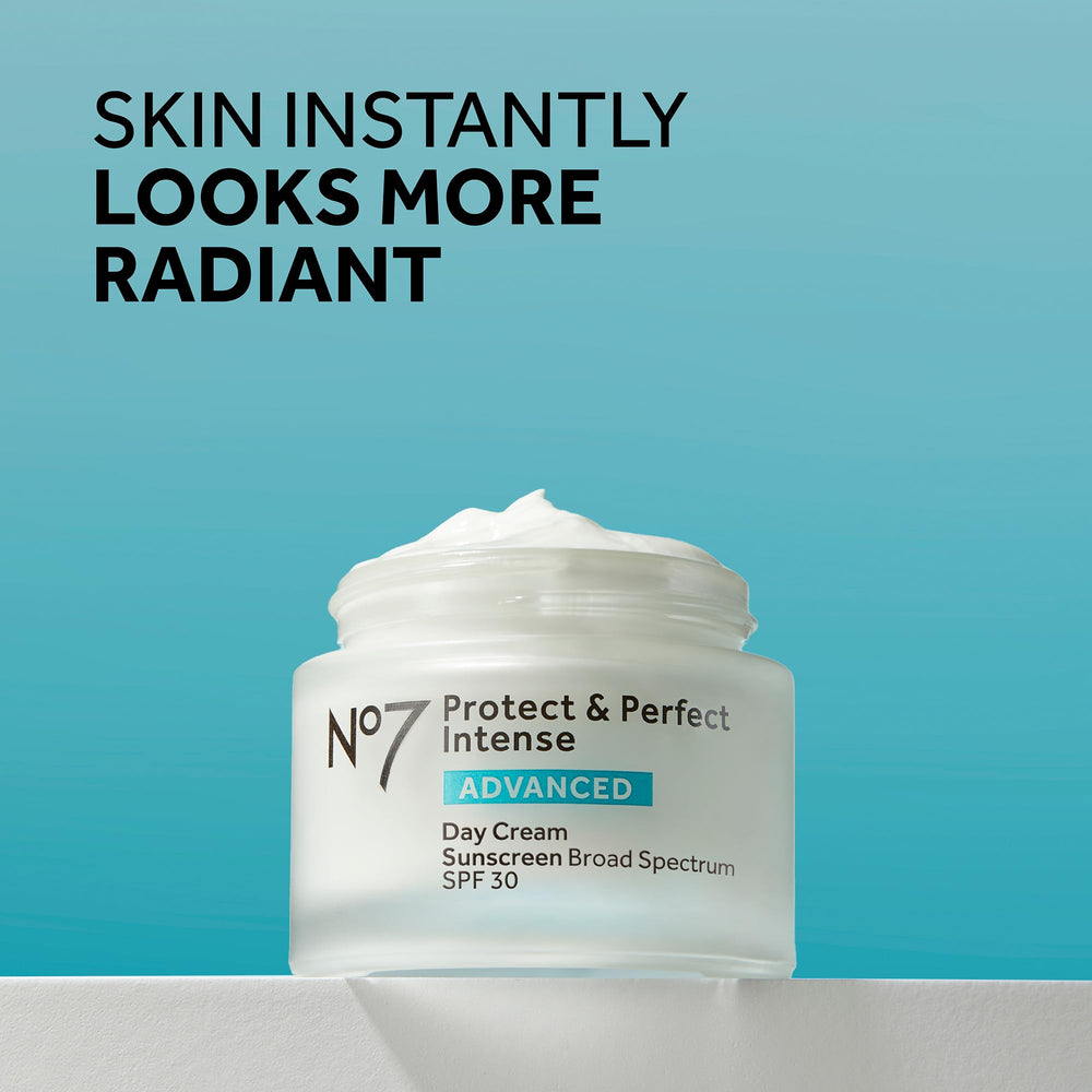 No7 Protect & Perfect Intense SPF 30 label close-up showing sun protection