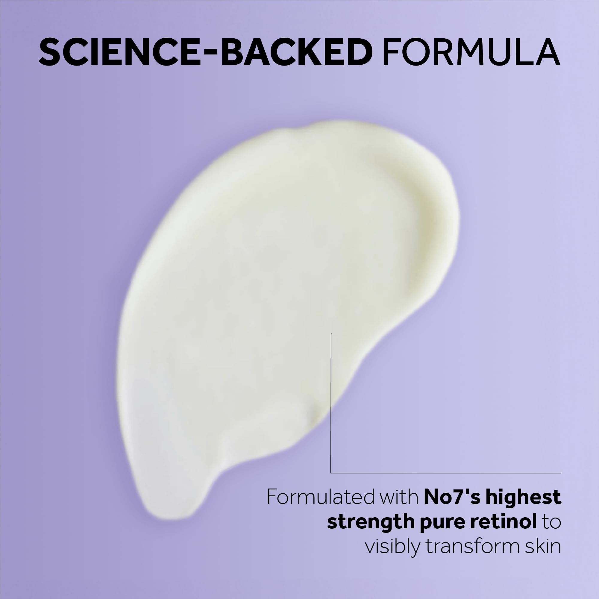 Serum swirl on skin from No7 Pure Retinol 1% Night Concentrate shows luxurious texture