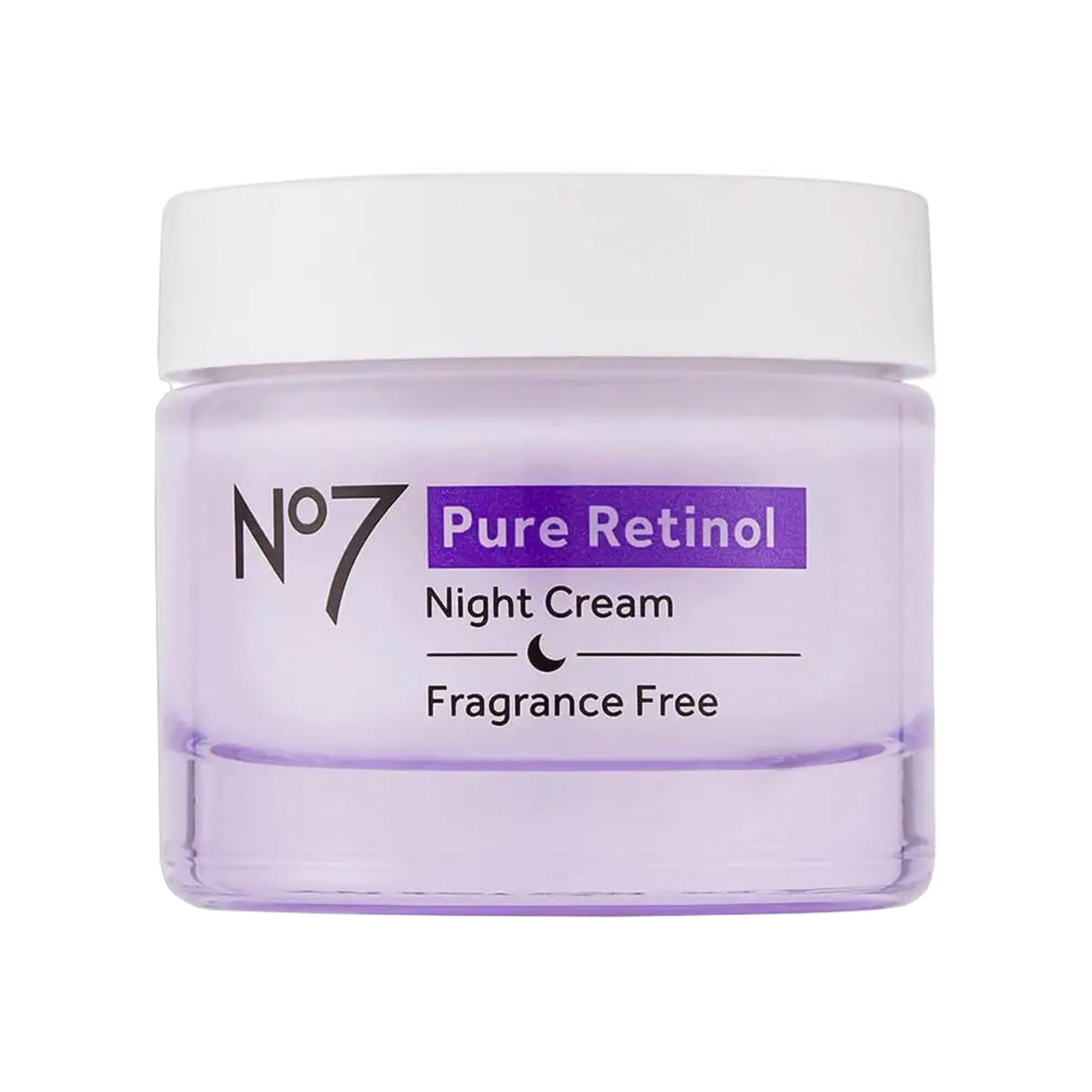 No7 Pure Retinol Night Cream en empaque; ideal para hidratación nocturna suave.