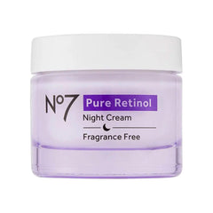 No7 Pure Retinol Night Cream en empaque; ideal para hidratación nocturna suave.