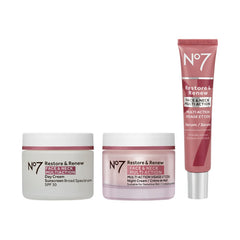 No7 Restore & Renew Day Cream SPF 30 bottle providing daytime protection and hydration.
