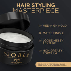 Noble by Greg Young, pasta definidora que aporta textura y volumen al peinado.