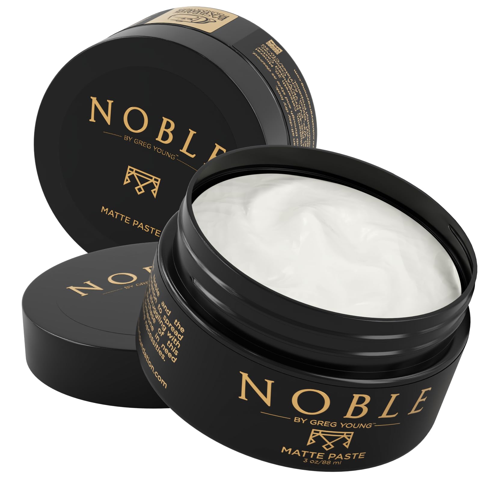 Noble by Greg Young, envase de 3 onzas, acabado mate y sujeción firme.