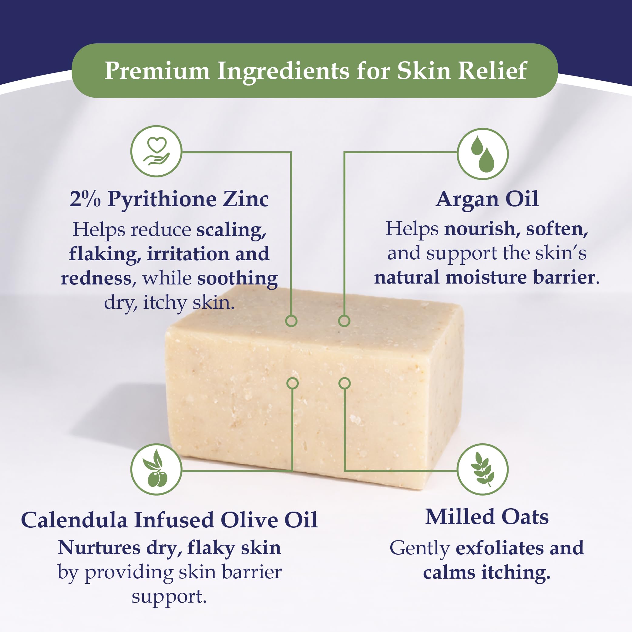 Jabón Noble Formula con aceite de oliva para restaurar hidratación y balance de la piel.