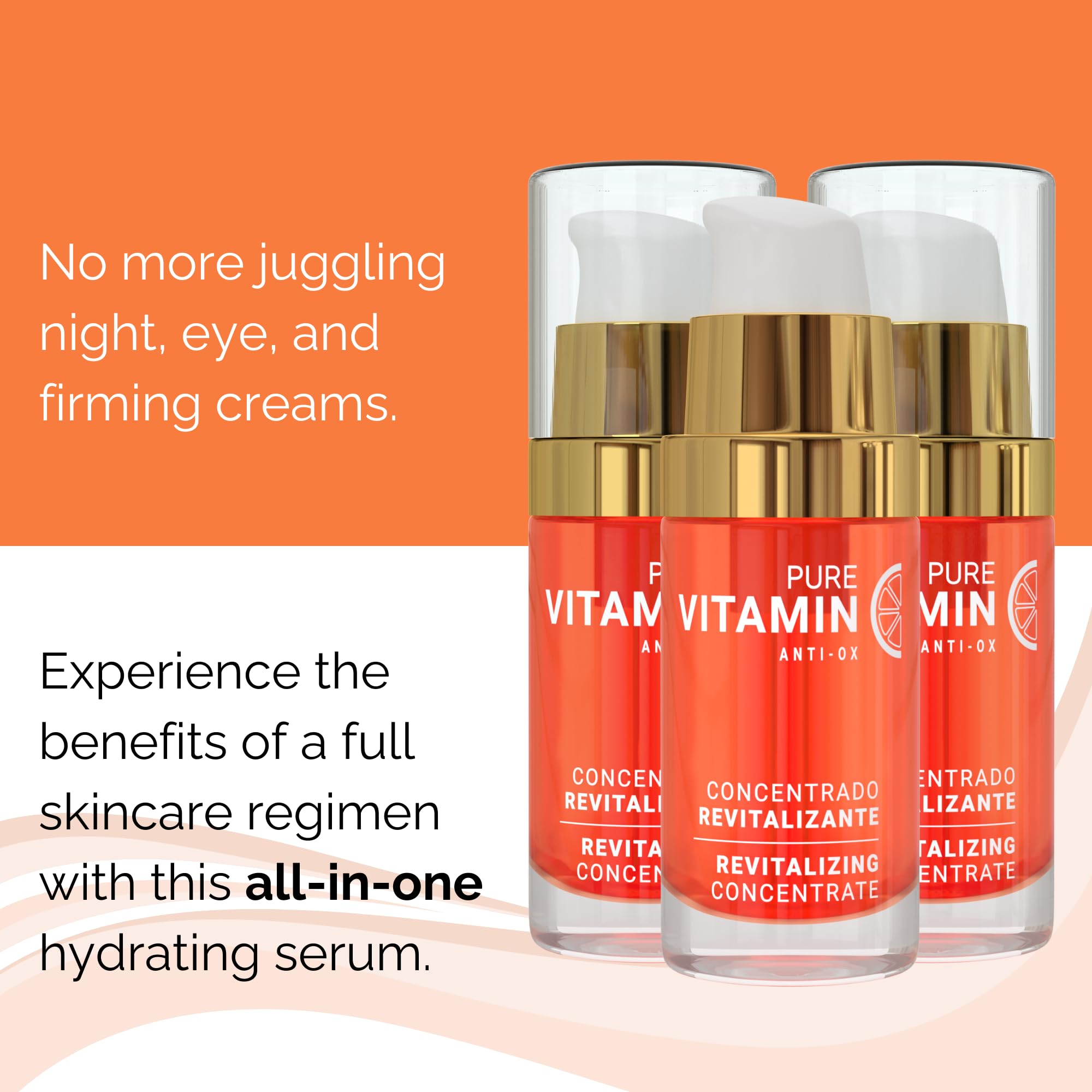 Noche Y Dia Vitamin C Serum on face demonstrates smooth, radiant skin.