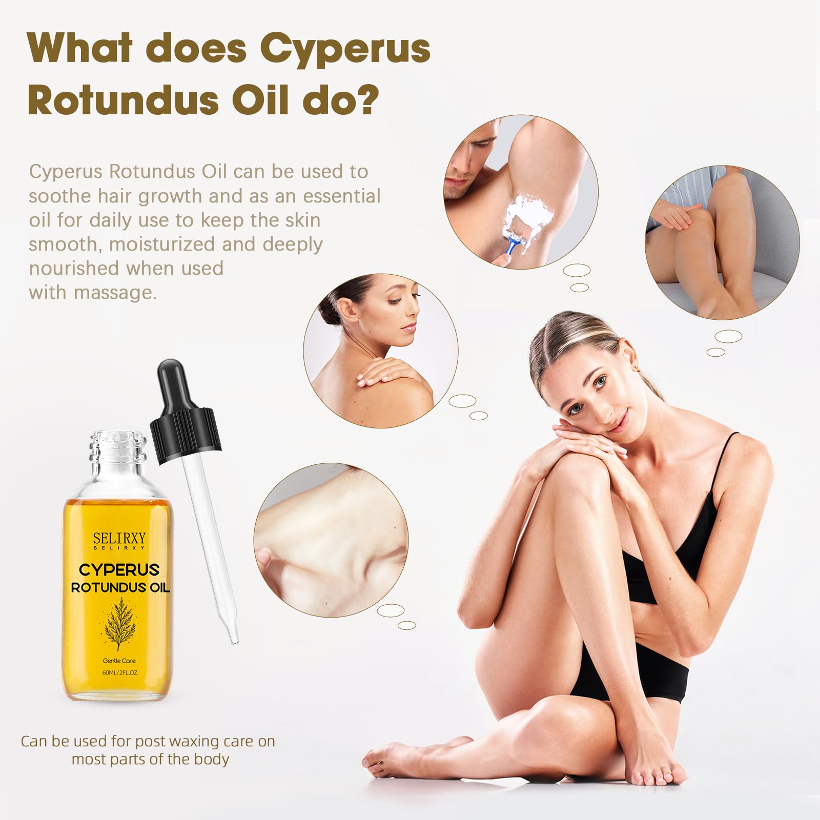 Nodfens Cyperus Rotundus oil close-up texture indicating lightweight, non-greasy formula.