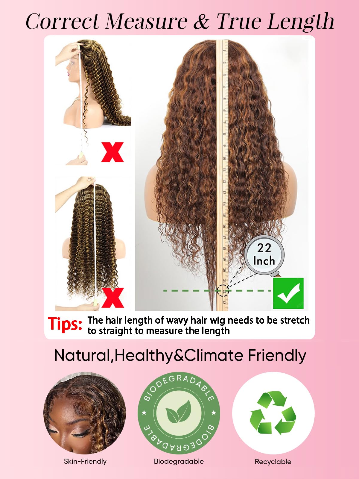 Noella Honey Blonde 13x6 average cap size fits most head shapes.