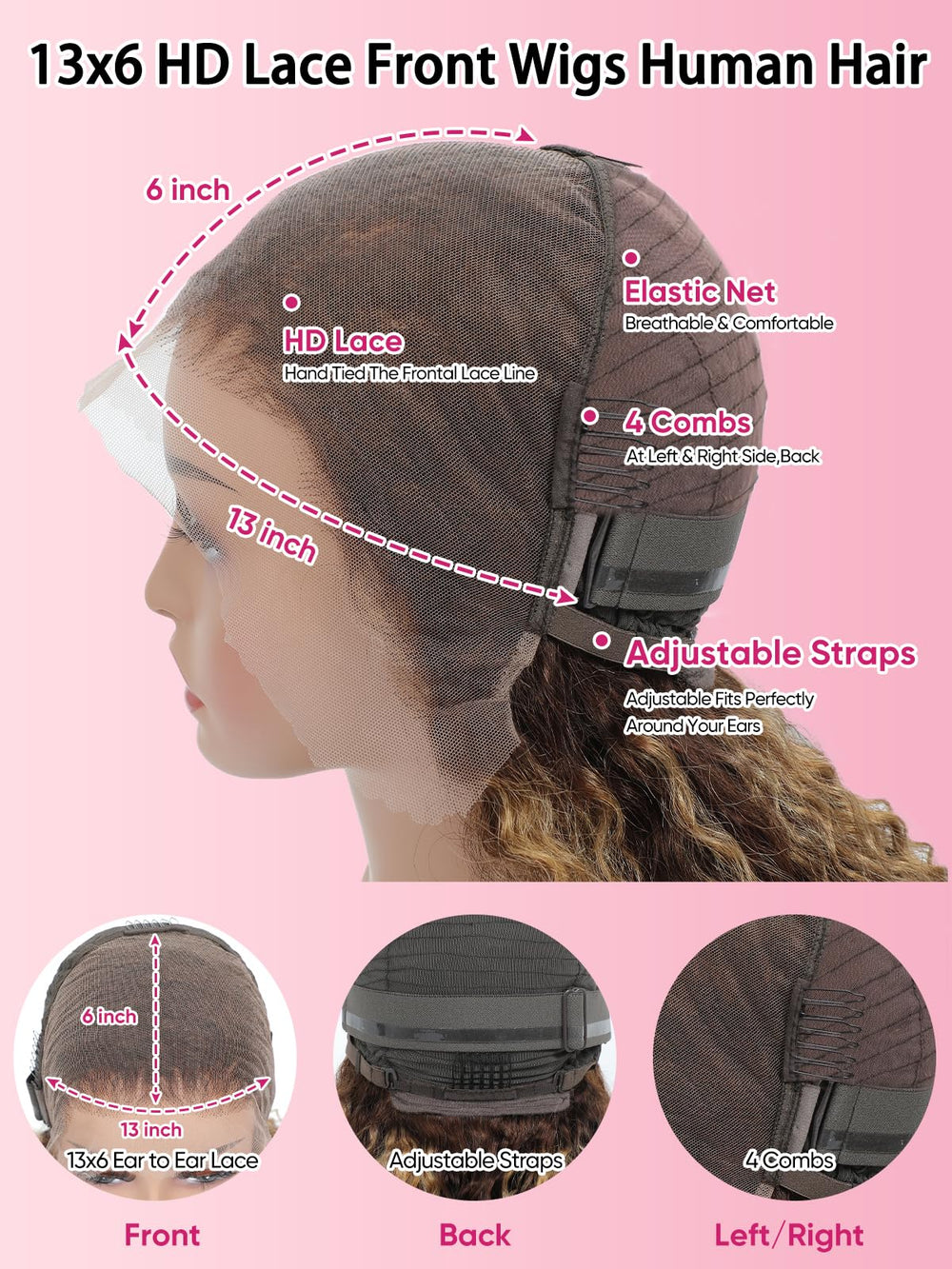 Noella Honey Blonde 13x6 glueless front provides secure, comfortable wear.