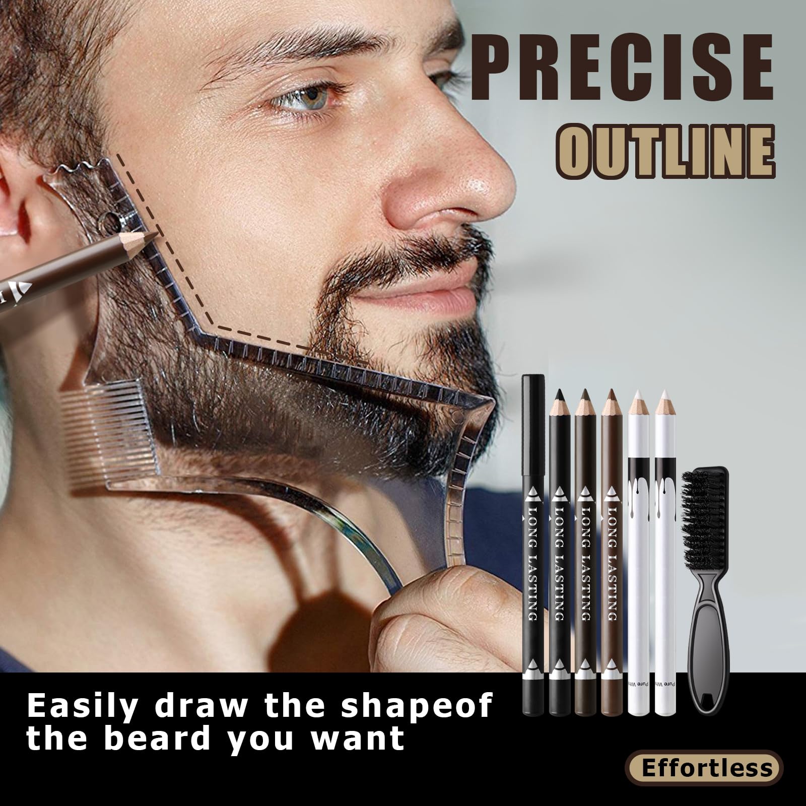 Noerrors barber pencil white close-up for easy hairline outlining and neat look