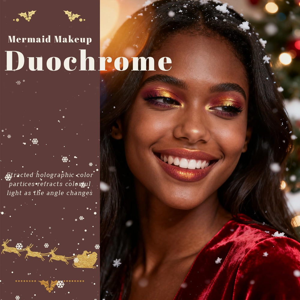 Noerrors Duochrome Burgundy Gold Glitter Palette showcases shifting burgundy and gold tones.