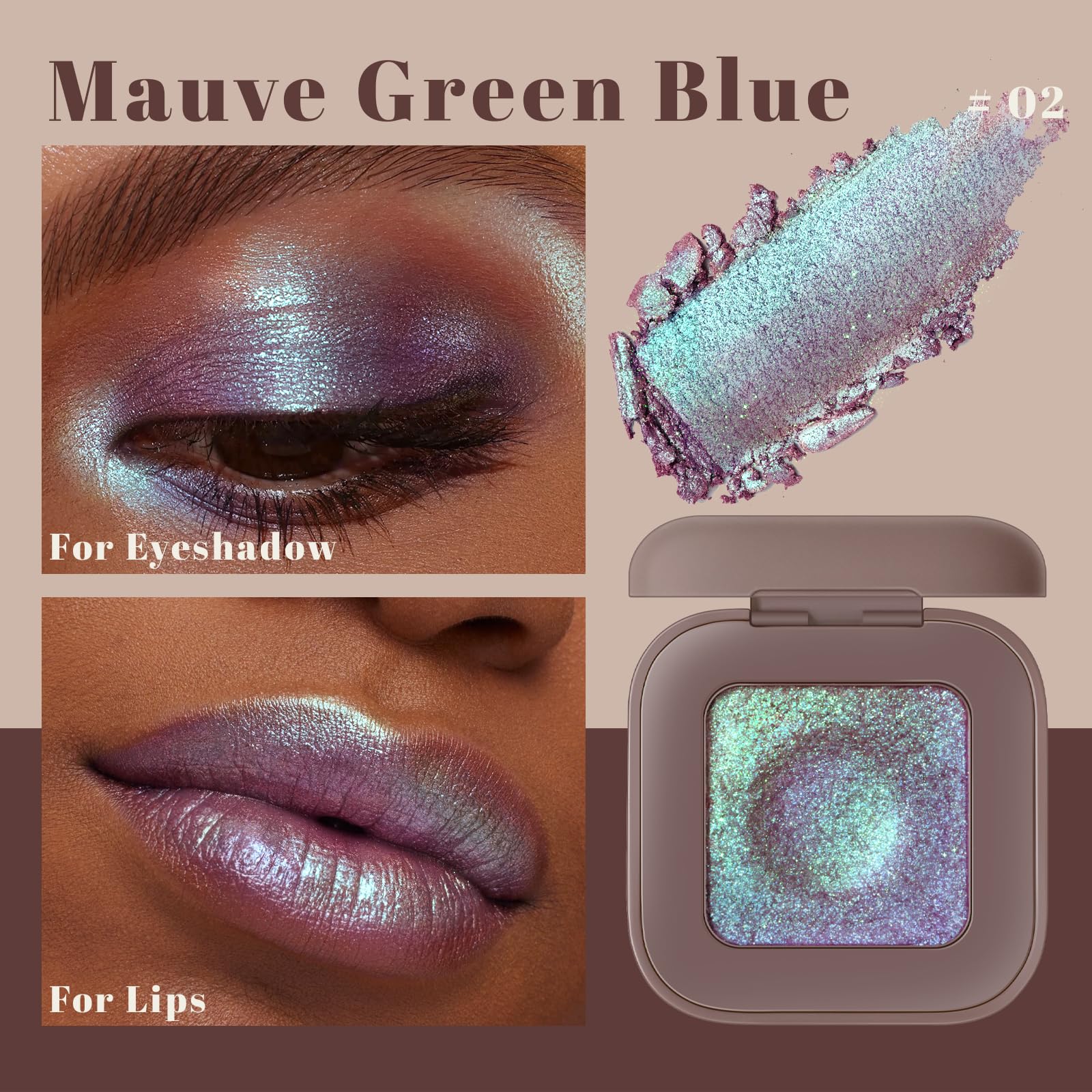Noerrors duochrome plum mauve green blue glitter eyeshadow vibrant swatch all day