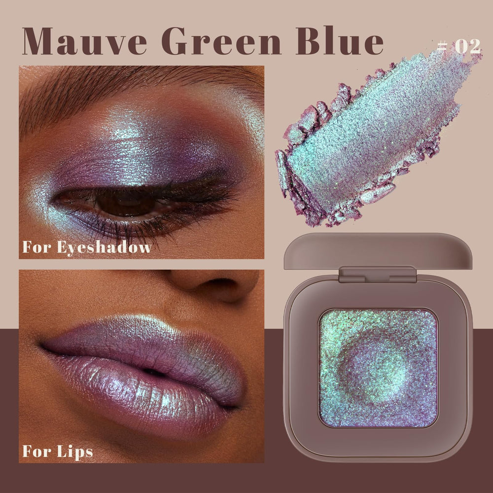 Noerrors duochrome plum mauve green blue glitter eyeshadow vibrant swatch all day