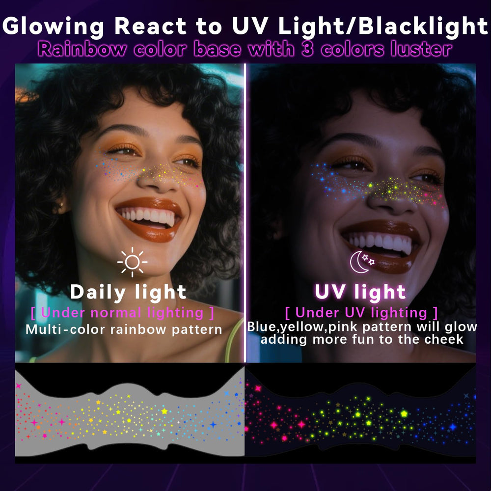 Noerrors star-pattern freckles add playful shimmer in normal light