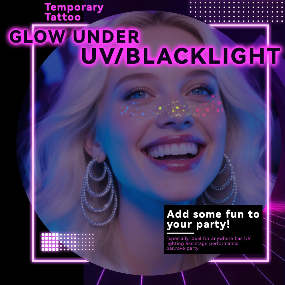 Noerrors UV glow freckles under blacklight illuminate cheek accents