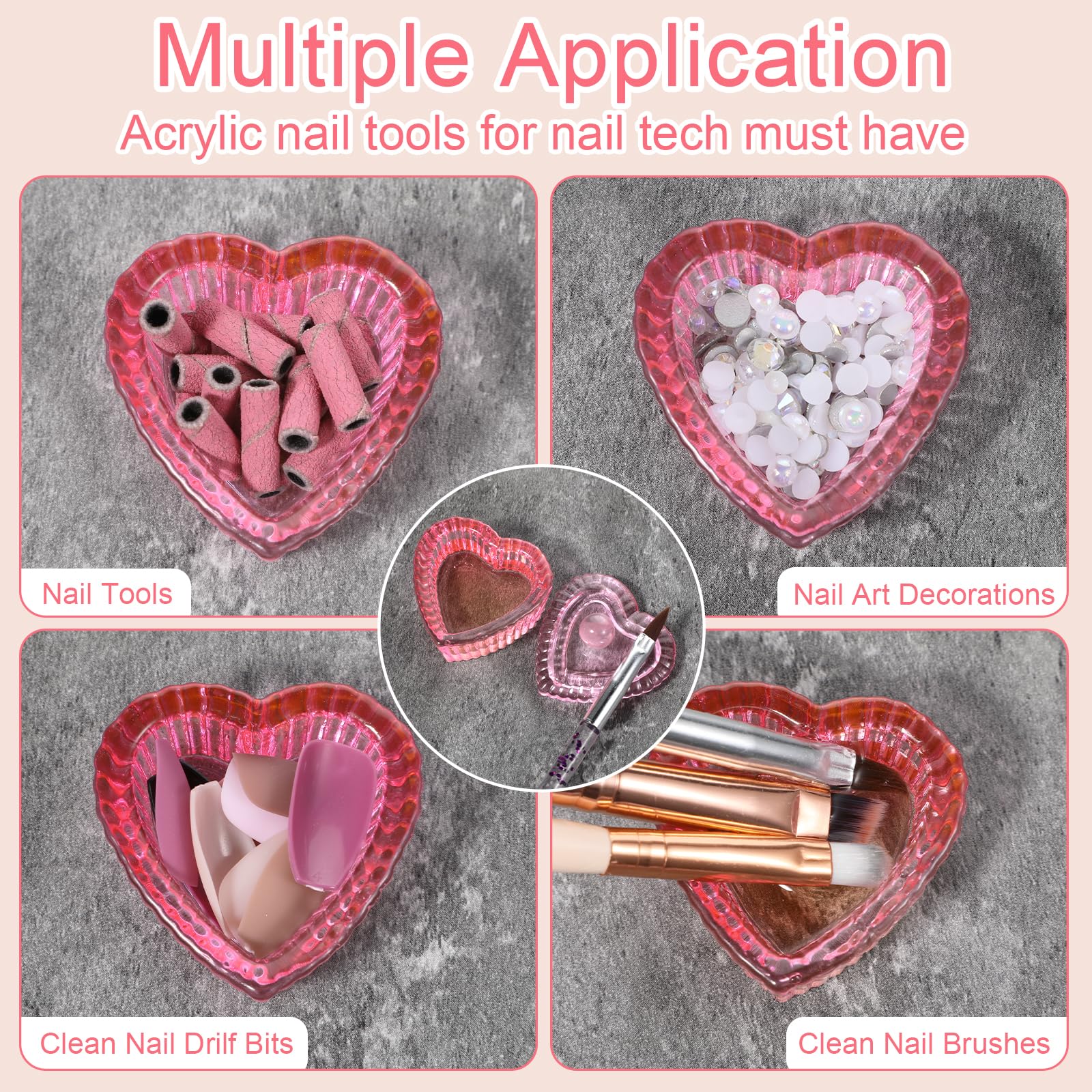 Nogeqi dappen dish accesorios de uñas rosa organiza cristales