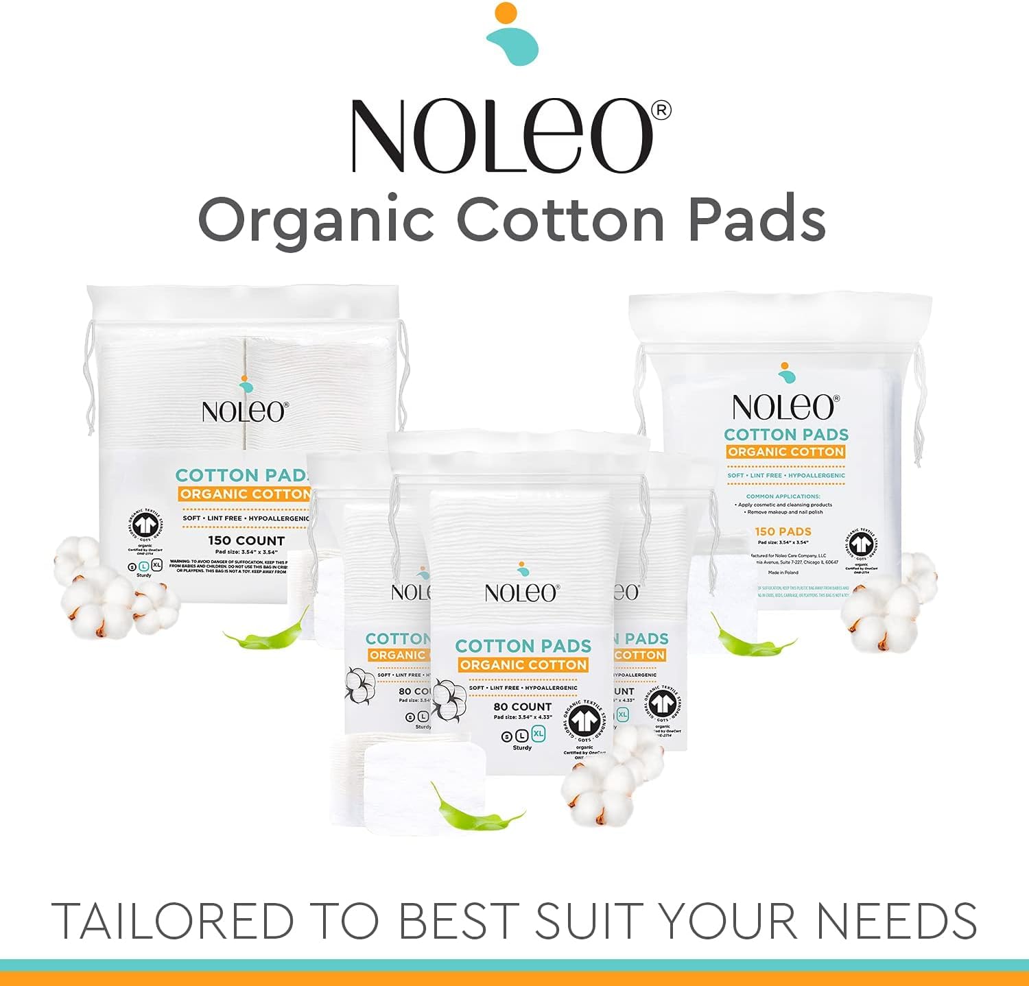 NOLEO cotton rounds safe for newborn delicate skin.