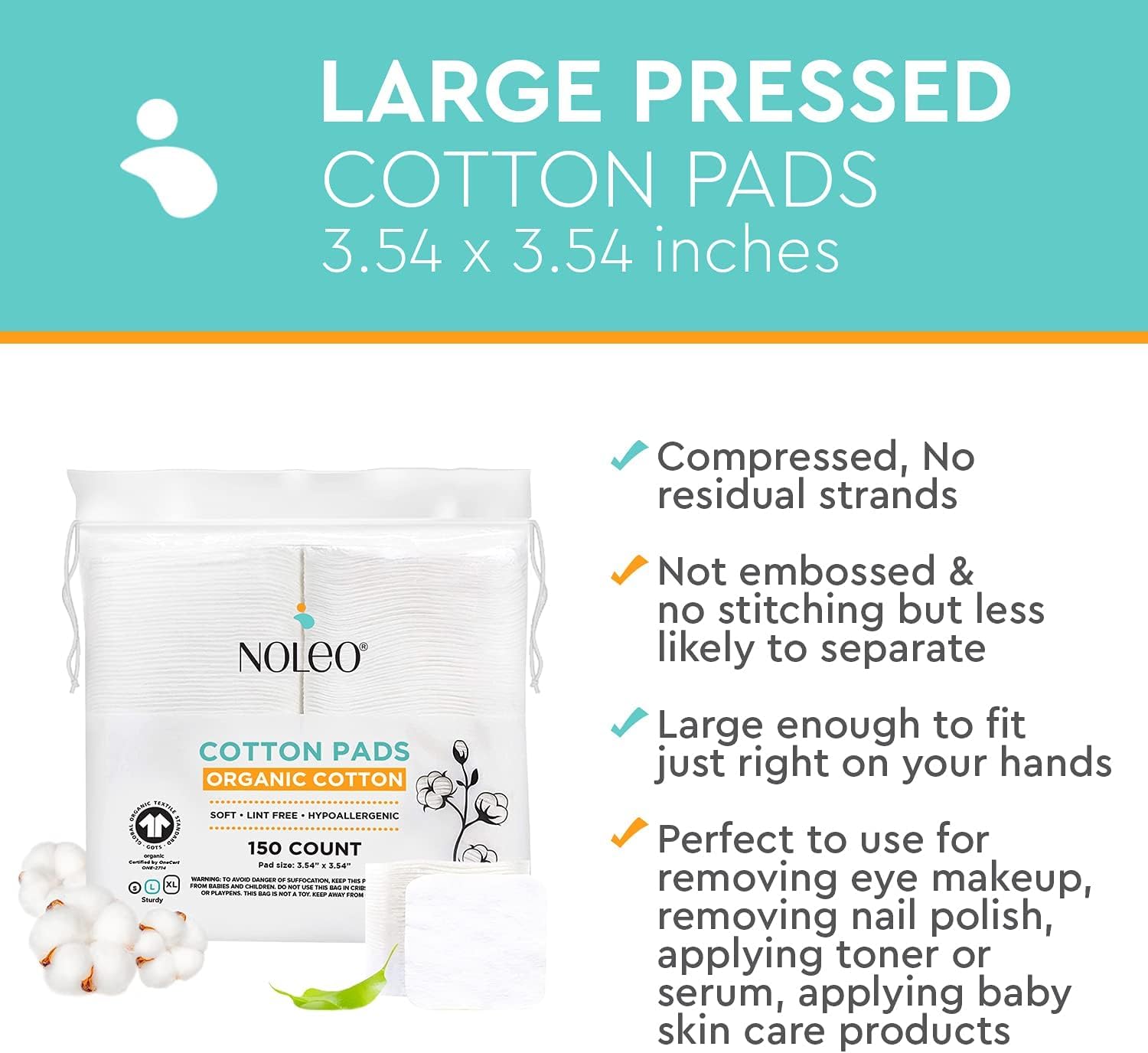 NOLEO cotton rounds soft texture for everyday use.