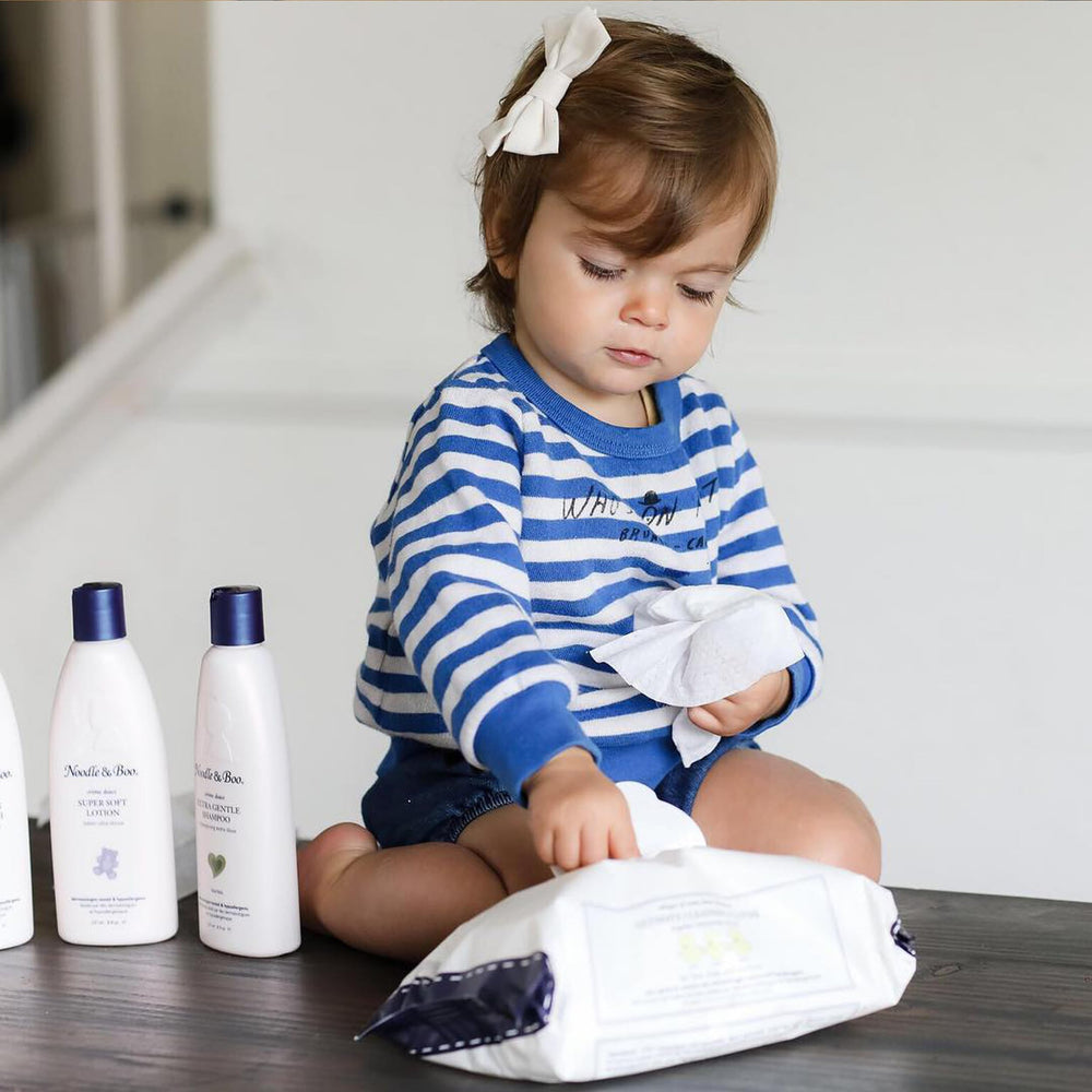 Noodle & Boo wipes with gentle preservative system for protection