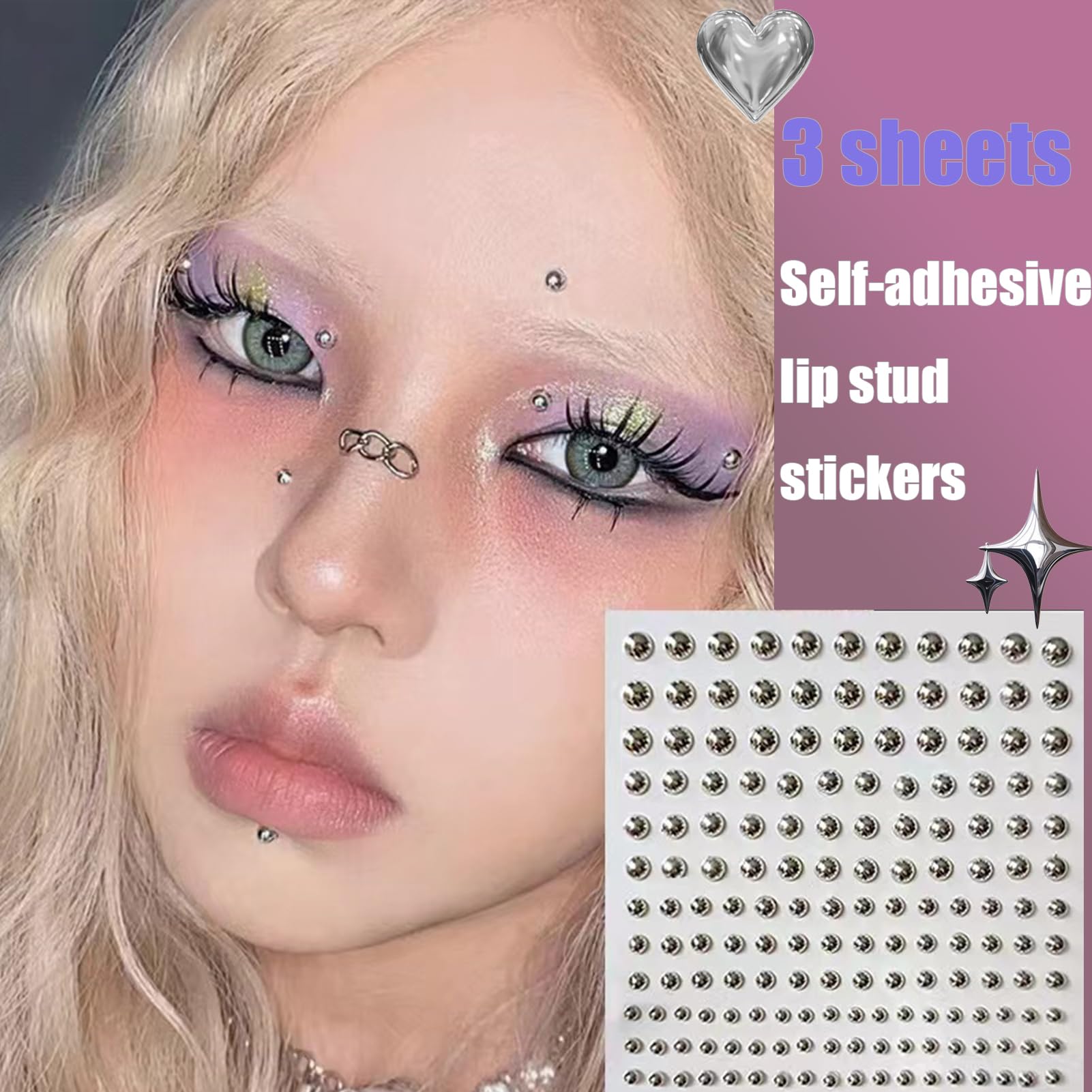 nooepc face gems eyebrow stud set for edgy y2k style