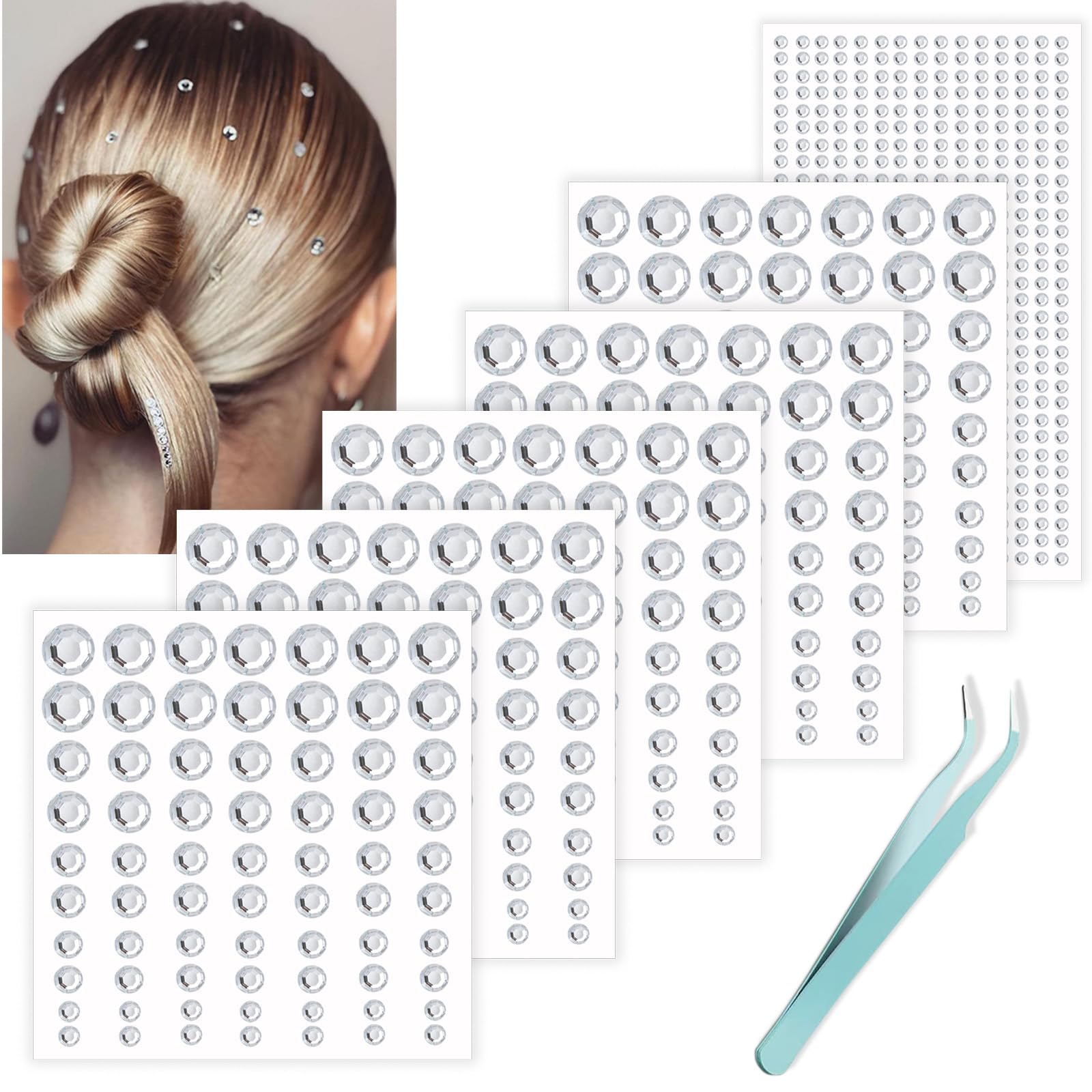 Joyas para cabello de nooepc con cristales claros, brillo elegante para peinados