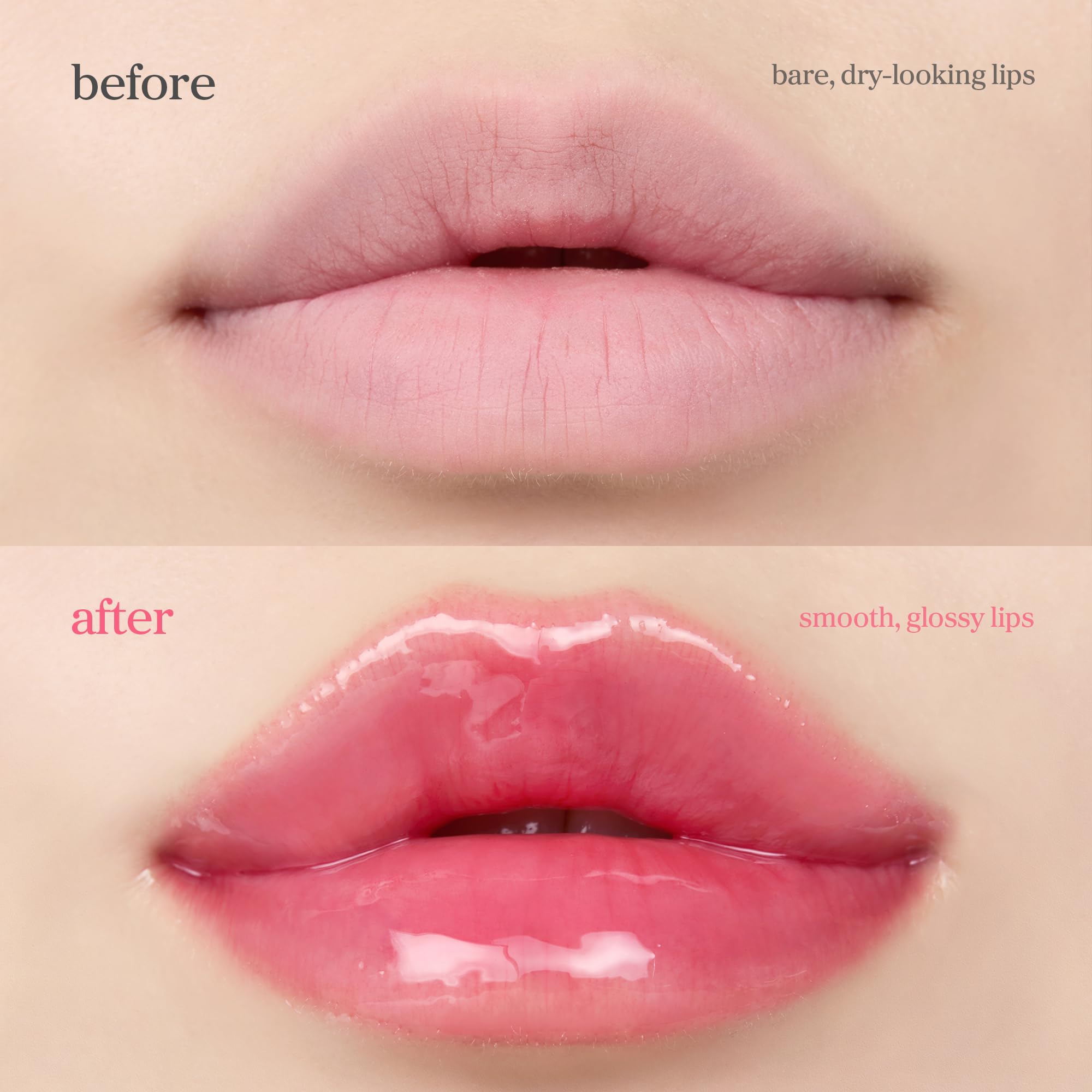Aplicación ligera de NOONI Aceite labial Applecherry brinda brillo perlado y natural.