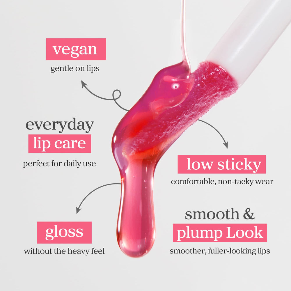Textura ligera de NOONI Aceite labial Applecherry se mantiene en su lugar.