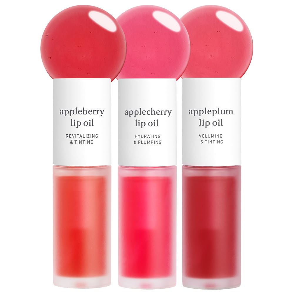 NOONI Appleberry lip oil set bottle showing compact hydration for dry lips