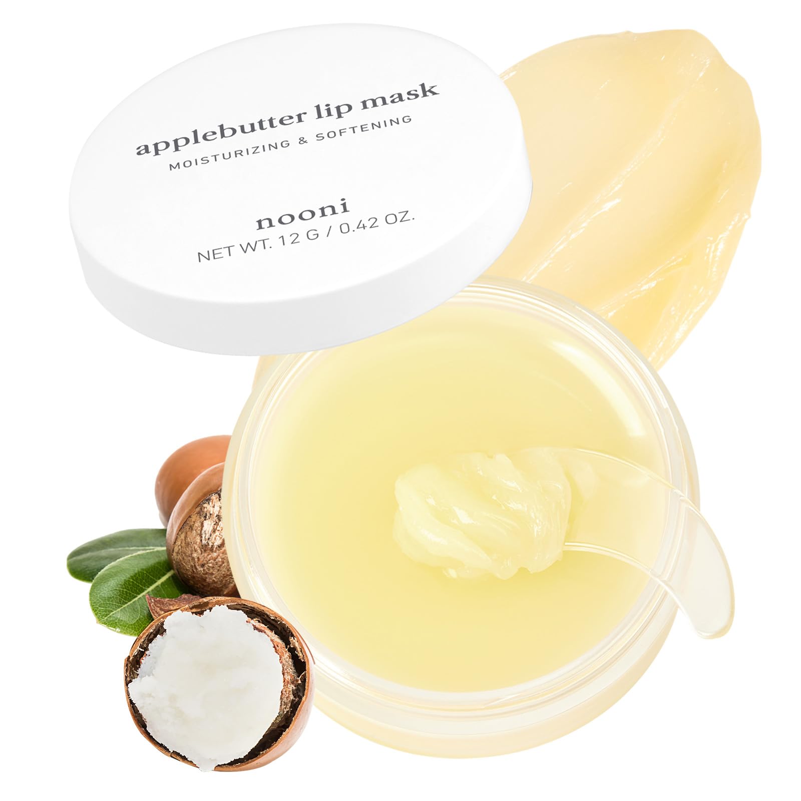 Nooni Applebutter Lip Mask en tarro para hidratación nocturna.