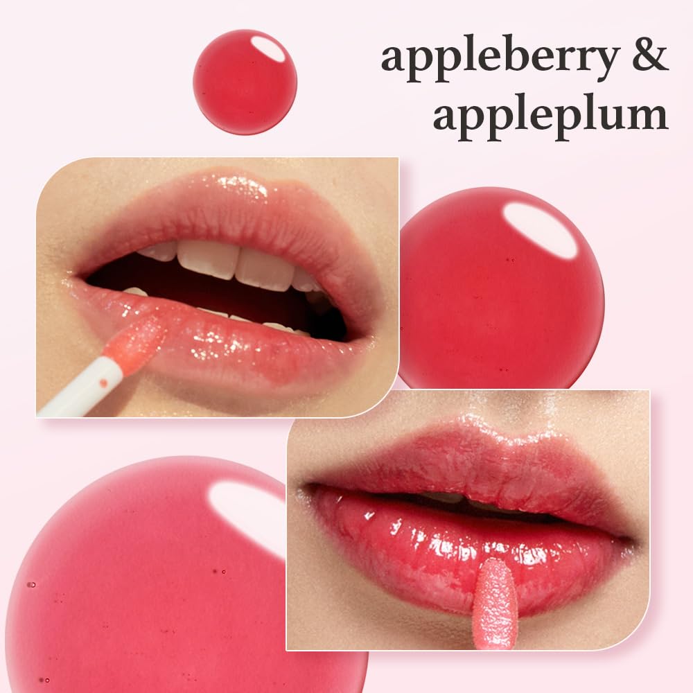 NOONI Appleseed Lip Oil Set muestra color Appleberry y Appleplum.